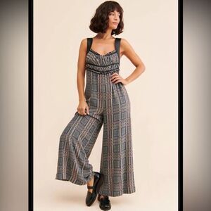 Free People Marley Plaid One Piece Jumpsuit